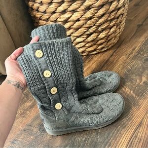 UGG Australia Leland Women's U.S Size 8 Gray Knit Tall or Fold Over Anke Boots